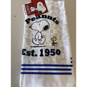 2 Pk Peanuts Snoopy Woodstock Est. 1950 Cotton Kitchen Towels 16 X 26” NEW